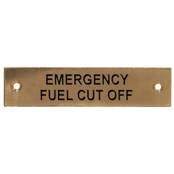 Label Stamped Emergency Fuel Cut Off Brass Rectangular