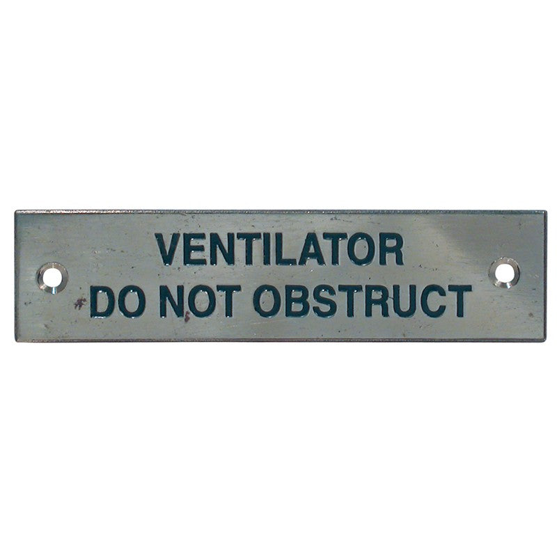 Label Stamped Ventilator Do Not Obstruct Brass Rectangular